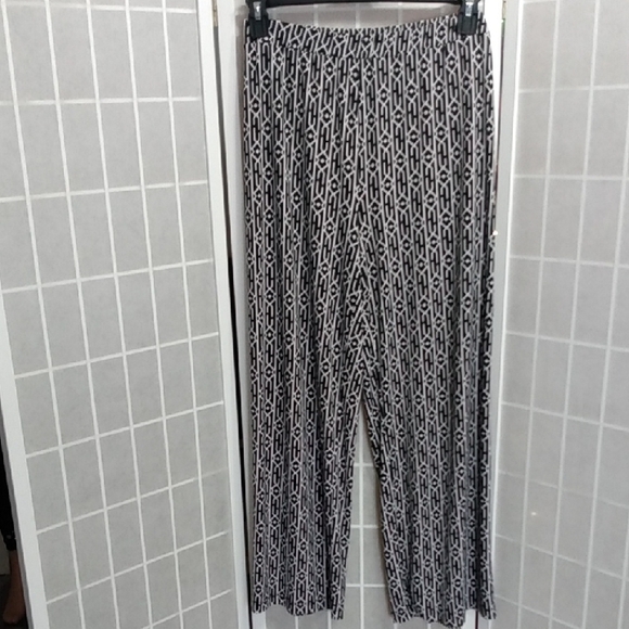 Susan Graver Geometric Print Wide Leg Stretch Palooza Pants Women's Size XL - Picture 2 of 10